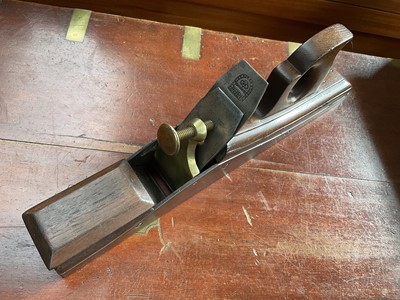 Lot 2437 - Early 20th century oak, steel and brass panel plane by W. Marples & Sons, 44.5cm in length, 6.5cm in width.