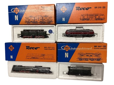 Lot Roco N Gauge DB electric Type BR 191, No.02155A, DB Type BR V188, No.23265, DB Yype BR215, No.23221, DB Type144, No.2154, DB Type BR44, No.02106B & Deutche Reichsbahn Type BR03, No.02103A (...