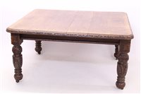 Lot 1601 - Victorian carved oak extending dining table,...