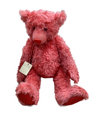 Lot 1869 - Designer Bears, Karin Conradi 'Cranberry' 1 of 1 large red bear 60 cms approximately and a golden mohair bear by Streetbears Colchester.