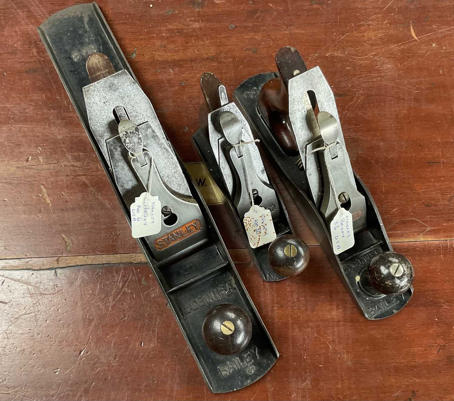 Lot 2475 - Group of three Stanley / Stanley Bailey planes, No. 2, No. 5 1/4 and No. 6 (3).