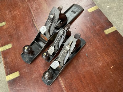 Lot 2475 - Group of three Stanley / Stanley Bailey planes, No. 2, No. 5 1/4 and No. 6 (3).