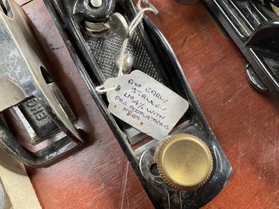 Lot 2481 - Stanley combination plane in original box, another, Stanley spoke shave and other Stanley planes and hand tools (8).