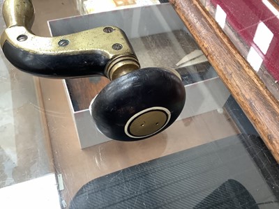 Lot 2403 - Rare Victorian brass mounted ebony brace by Atkinson Brothers, with unusual hollow brass handle, as opposed to an ebony handle. It is believed to be an almost unique feature of this brace, with...