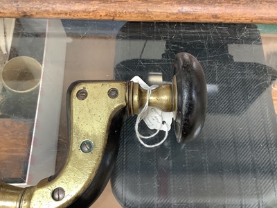Lot 2403 - Rare Victorian brass mounted ebony brace by Atkinson Brothers, with unusual hollow brass handle, as opposed to an ebony handle. It is believed to be an almost unique feature of this brace, with...