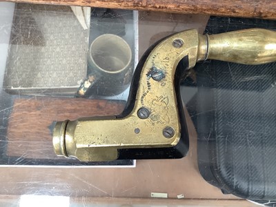 Lot 2403 - Rare Victorian brass mounted ebony brace by Atkinson Brothers, with unusual hollow brass handle, as opposed to an ebony handle. It is believed to be an almost unique feature of this brace, with...
