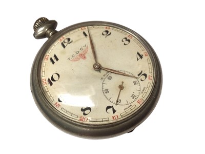 Lot 3 - Turkish railway issue pocket watch in a plated case with logo to reverse