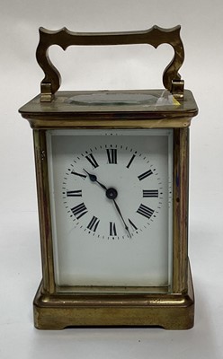 Lot 2600 - Two antique brass cased carriage clocks