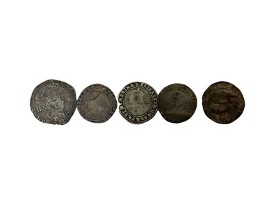 Lot 448 - G.B. - Mixed silver coins to include James I Six Pence third bust, m/m rose 1605 (N.B. Obv: Dents) otherwise GF, Elizabeth I milled six pence m/m star 1564 (N.B. Obv: Portrait - Weak) otherwise...