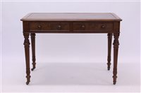 Lot 1619 - Victorian walnut desk, the rounded rectangular...