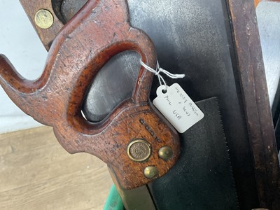 Lot 2495 - Collection of 20 saws to include antique saws with brass ridged steel blades by Henry Disston, J.G.Graves Ltd, W. Tyzack Sons & Turner Ltd, Slack Sellars & Co. Spear & Jackson, Alex...