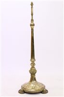 Lot 1622 - Victorian brass standard lamp, the flared...