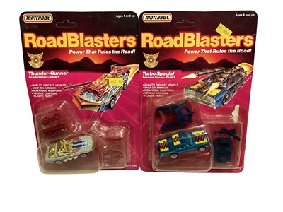 Lot 1925 - Matchbox (c1987) Road Blasters Turbo Force Thunder Gunner (Leader Driver) Barrel Bomber (x6), Road Raider, Road Razor (x2) (Defense Support) & Turbo Special (Reserve Racer) (11 total)