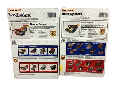 Lot 1925 - Matchbox (c1987) Road Blasters Turbo Force Thunder Gunner (Leader Driver) Barrel Bomber (x6), Road Raider, Road Razor (x2) (Defense Support) & Turbo Special (Reserve Racer) (11 total)