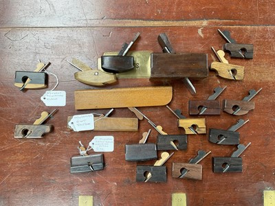 Lot 2501 - Collection of miniature planes to include miniature rosewood rebate planes, miniature boxwood planes etc (19)