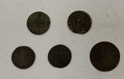 Lot 486 - G.B. - Essex Chelmsford 17th century mixed trade tokens to include Half Penny John Wilkinson 1669 Bakers' Arms VG rare, George Jefferies 1656 Grocers' Arms GF, Peter Robinson Grocer VF rare, Law...