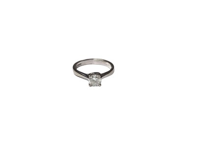 Lot 105 - Diamond single stone ring on 18ct white gold shank