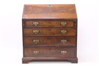 Lot 1630 - George III flame mahogany bureau - the fall...