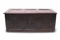 Lot 1631 - Late 17th century carved oak coffer with...