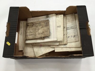 Lot 1437 - Group of ephemera, including 19th century vellum deeds, two Edwardian sketchbooks, and a Georgian pencil portrait