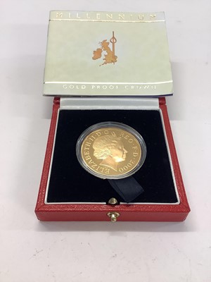 Lot 530 - G.B. - Royal Mint gold proof millennium Crown 2000 (N.B. In case of issue with Certificate of Authenticity) (1 coin)