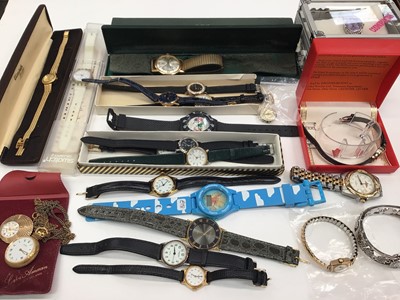 Lot 37 - Group of wristwatches including ladies Excalibur 9ct gold cased watch on plated expandable bracelet