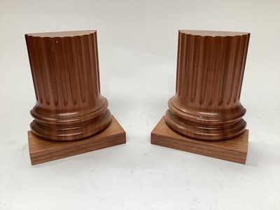 Lot 2624 - Pair of David Linley half corinthian column wooden bookends, stamped 'Linley', 18.5cm high