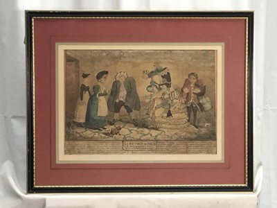 Lot 160 - George Cruikshank , tinted cartoon - La Retour de Paris