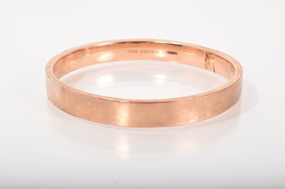 Lot 454 - 9ct rose gold bangle of plain form