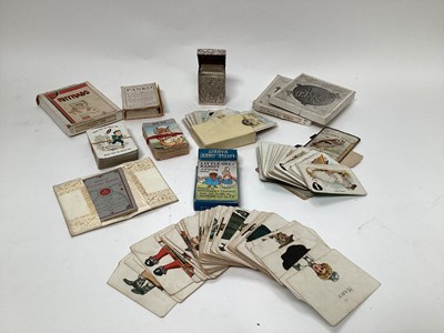 Lot 2640 - Collection of vintage playing cards to include a set of Edwardian cards in a silver box (Birmingham 1902), and other games