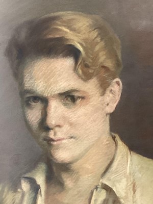 Lot 181 - Cyril Roberts (American, 1871-1949), pastel portrait of a young man, 90cm x 70cm, framed