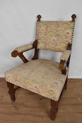 Lot 1276 - Arts and Crafts oak open armchair