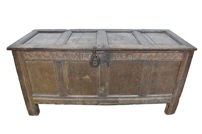 Lot 1258 - Large 17th century carved oak coffer