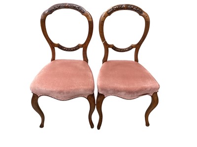 Lot 1438 - Four 19th century salon chairs with salmon colour upholstered seats