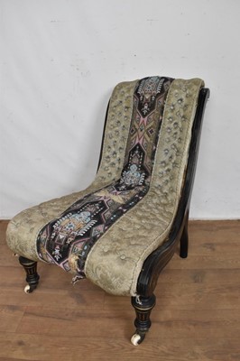 Lot 1274 - 19th century ebonised and gilt lined slipper chair