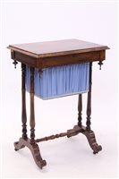 Lot 1645 - Early Victorian rosewood worktable with hinged...