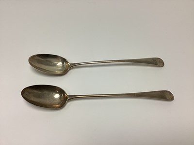 Lot 234 - Pair George III silver basting spoons