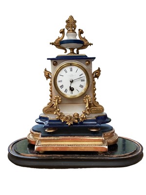 Lot 2545 - 19th century gilt metal and alabaster mantel clock