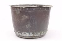 Lot 1649 - Antique copper riveted vessel of hemispherical...