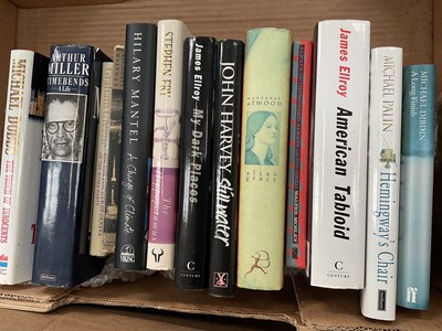 Lot 1729 - Modern signed first editions, including titles by Hilary Mantel, Stephen Fry, Michael Palin, Michael Dibdin, James Elroy (2 books), Walter Mosley, Margaret Atwood, John Harvey. (9) and other 20t...