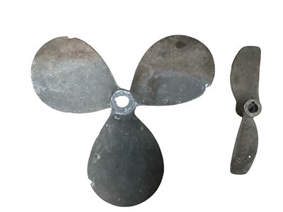 Lot 2538 - Two metal boat propellers, the larger measuring 47cm across