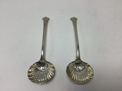 Lot 326 - Pair of George III silver Onslow pattern sauce ladles