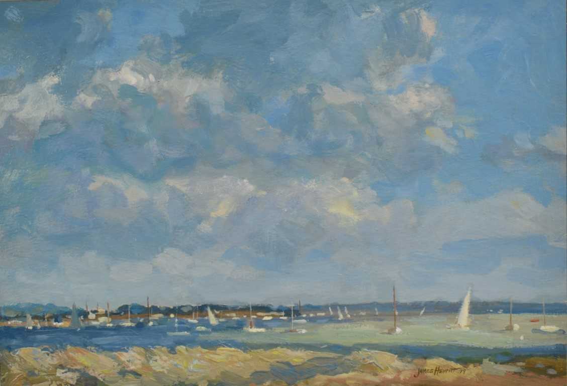 Lot 960 - James Hewitt (b.1934) oil on board - Sailing Boats, signed and dated '79, 28cm x 40cm, framed