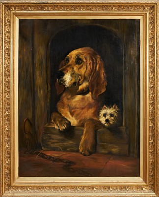 Lot 1317 - After Sir Edwin Henry Landseer (1802-1873), late 19th century oil on canvas - 'Dignity & Impudence', 91cm x 71cm, in gilt frame