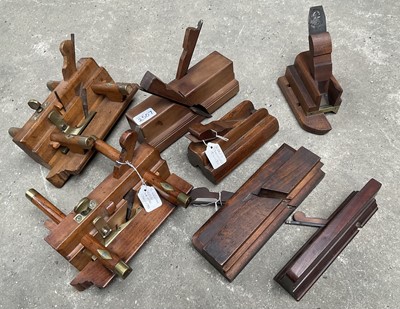 Lot 2507 - Collection of 7 antique woodworking planes to include fillster plane by R Nelson Helperby near York, (7)