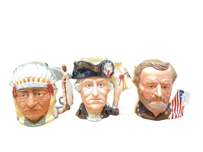 Lot 125 - Three limited edition Royal Doulton two sided character jugs - The Battle of Little Big Horn 1876, The Siege of Yorktown 1781 and The Civil War