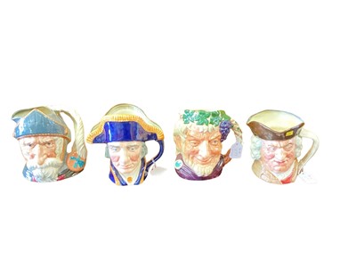 Lot 1177 - Eight Royal Doulton character jugs - Lord Nelson, Don Quixote, Smuggler, Sairy Gamp, Cardinal, Mad Hatter, Bacchus and Sam Johnson