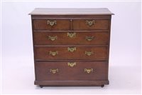 Lot 1660 - Early 18th century oak chest of drawers,...