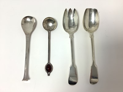 Lot 262 - Salad servers (converted) and two Arts and Crafts spoons