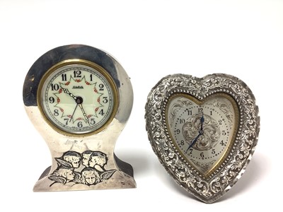 Lot 265 - Silver strutt clock and desk clock (2)